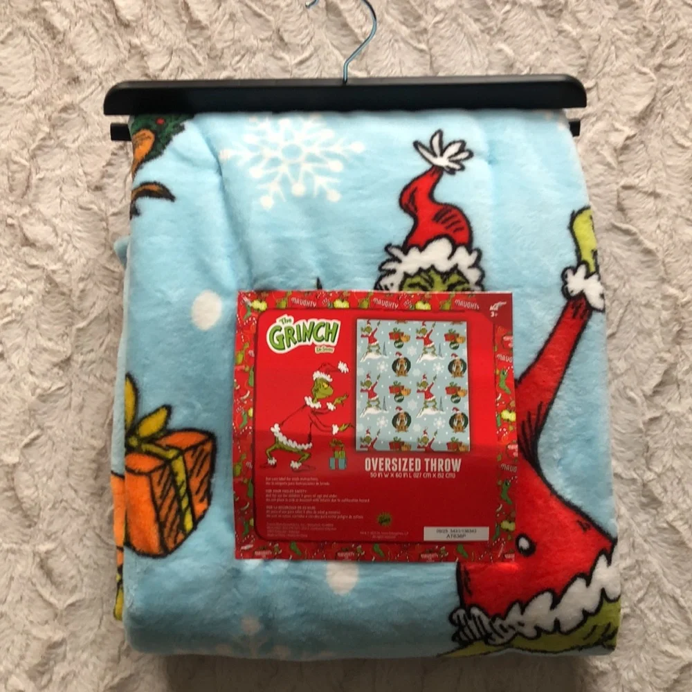 The Grinch Dr Seuss Throw Blanket - Light Blue